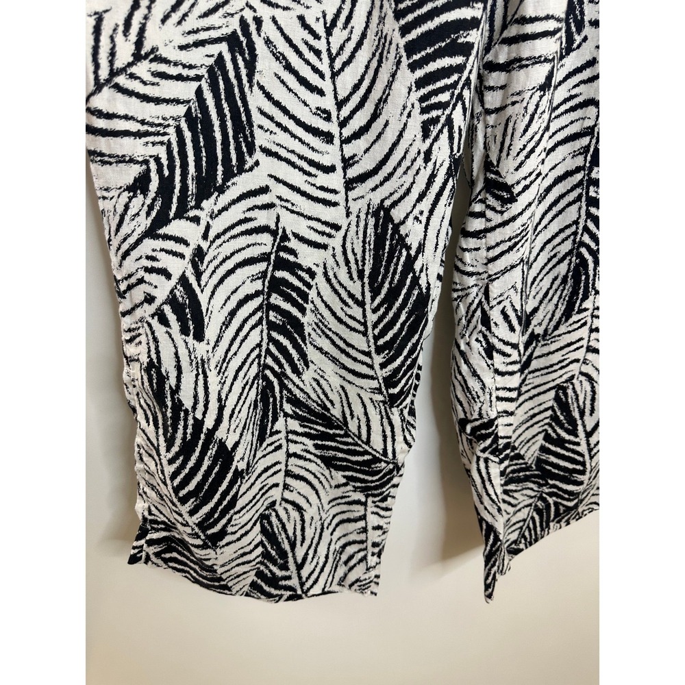 Cynthia Rowley 100% Linen Wide Leg Crop Pants Leaf Tropical Print Plus Size 1X - Picture 6 of 12